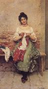 Eugene de Blaas THe Seamstress oil painting
